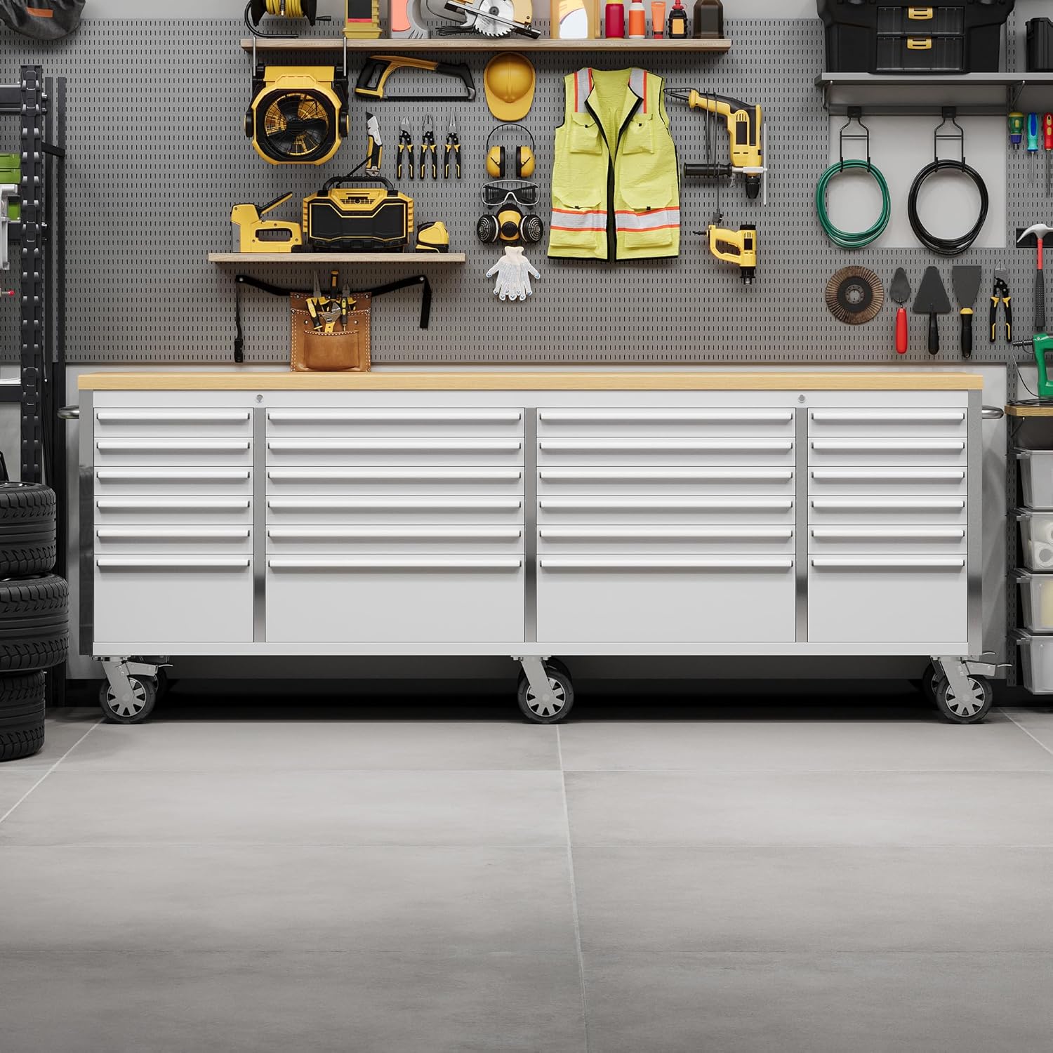 GarveeTech 96 inch tool box review performance testing with tools loaded in drawers