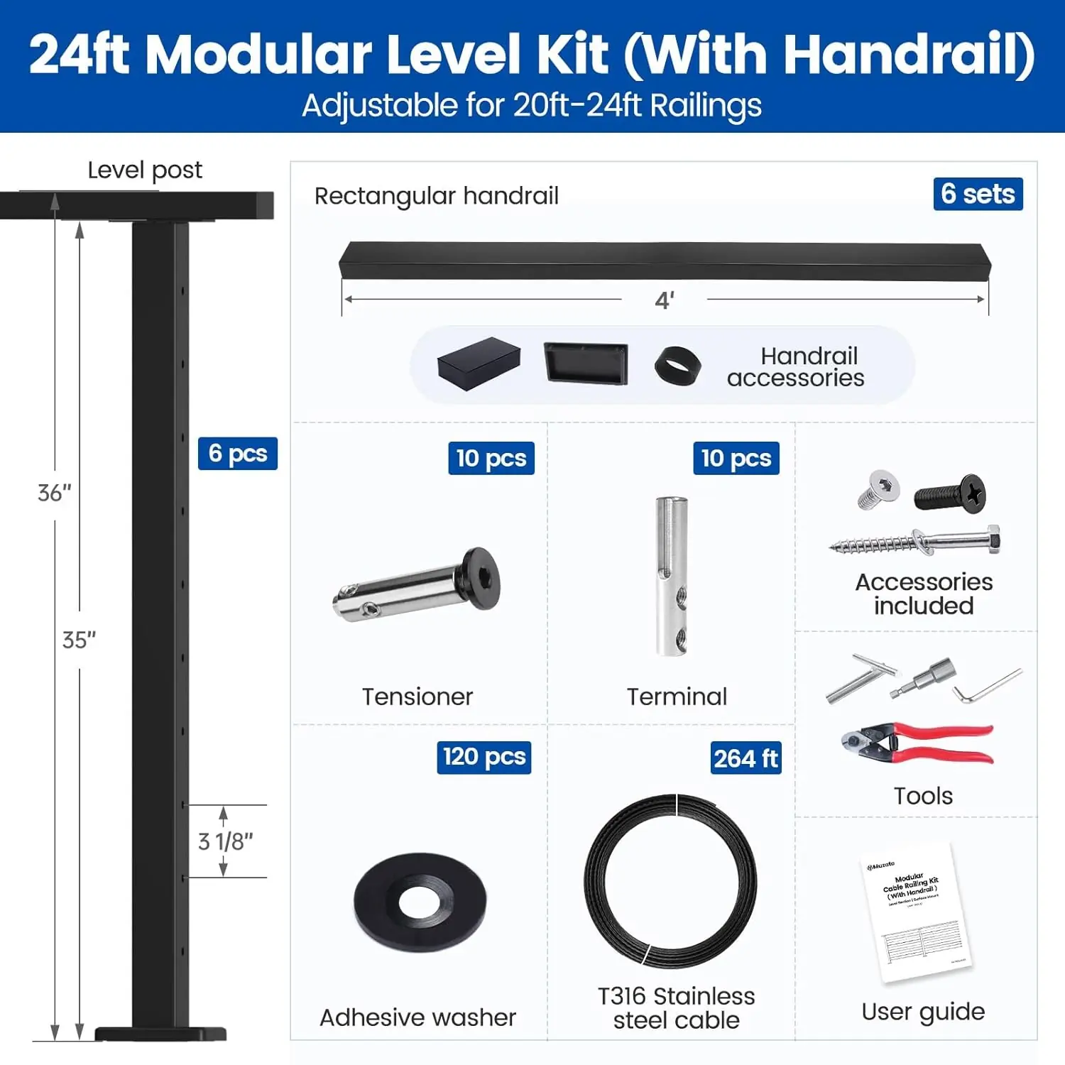 Muzata Cable Railing Kit Review: Honest Pros & Cons 2 Muzata cable railing kit review, Muzata cable railing kit honest review, Muzata RW01 review and rating, Muzata cable railing kit pros cons, Muzata cable railing kit worth buying, Muzata modular railing review verdict — features that matter in real use